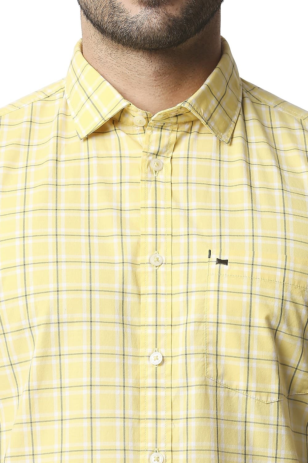 BASICS SLIM FIT CHECKS HALFSLEEVES SHIRT