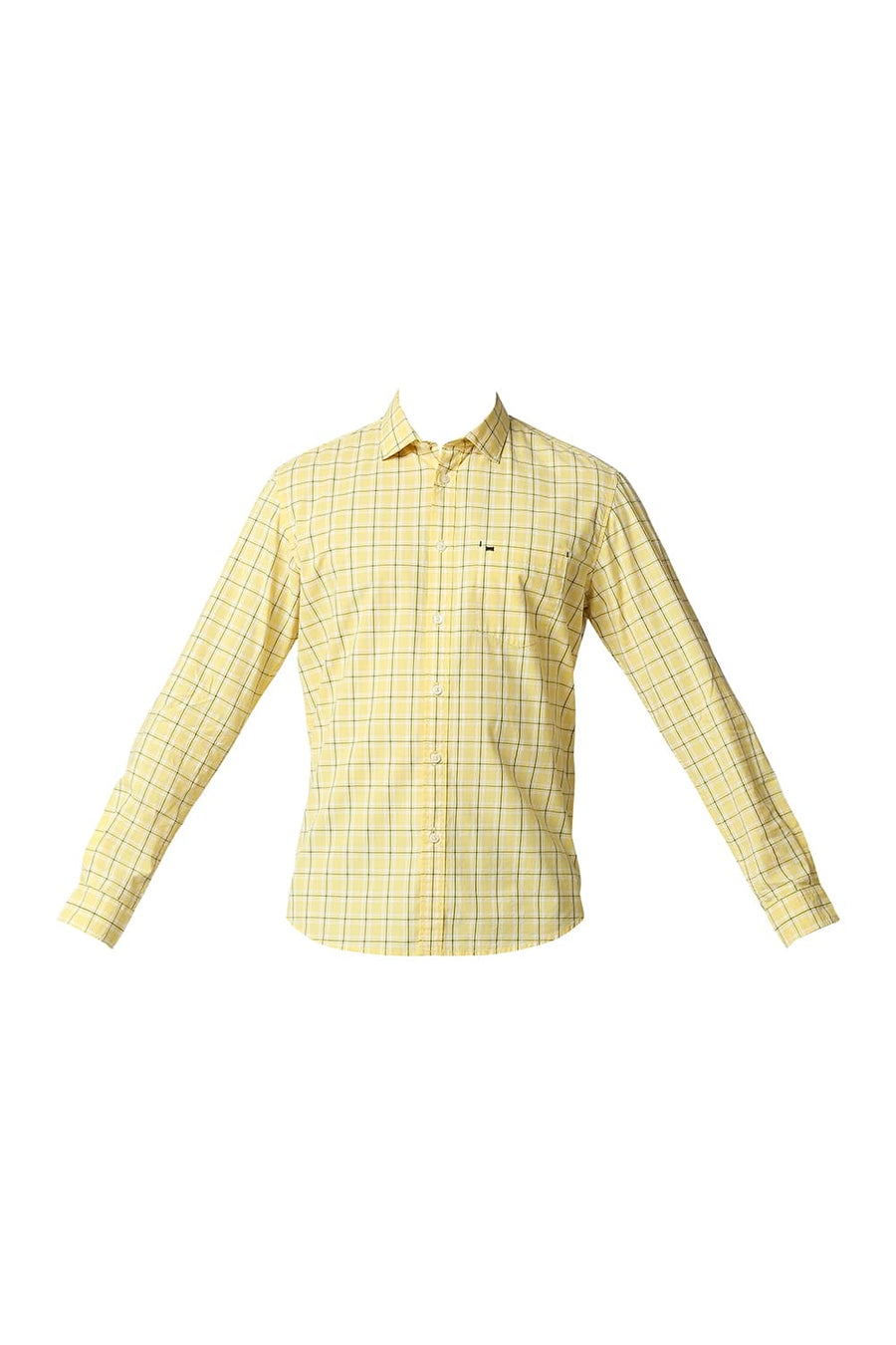 BASICS SLIM FIT LEMON DROP YELLOW CHECKS SHIRT