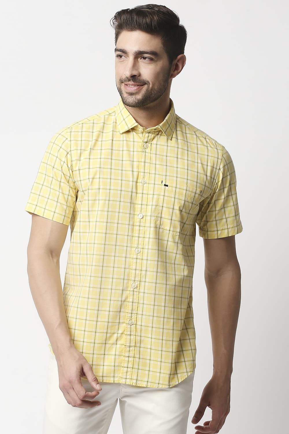 Slim Fit Checks Halfsleeves Shirt