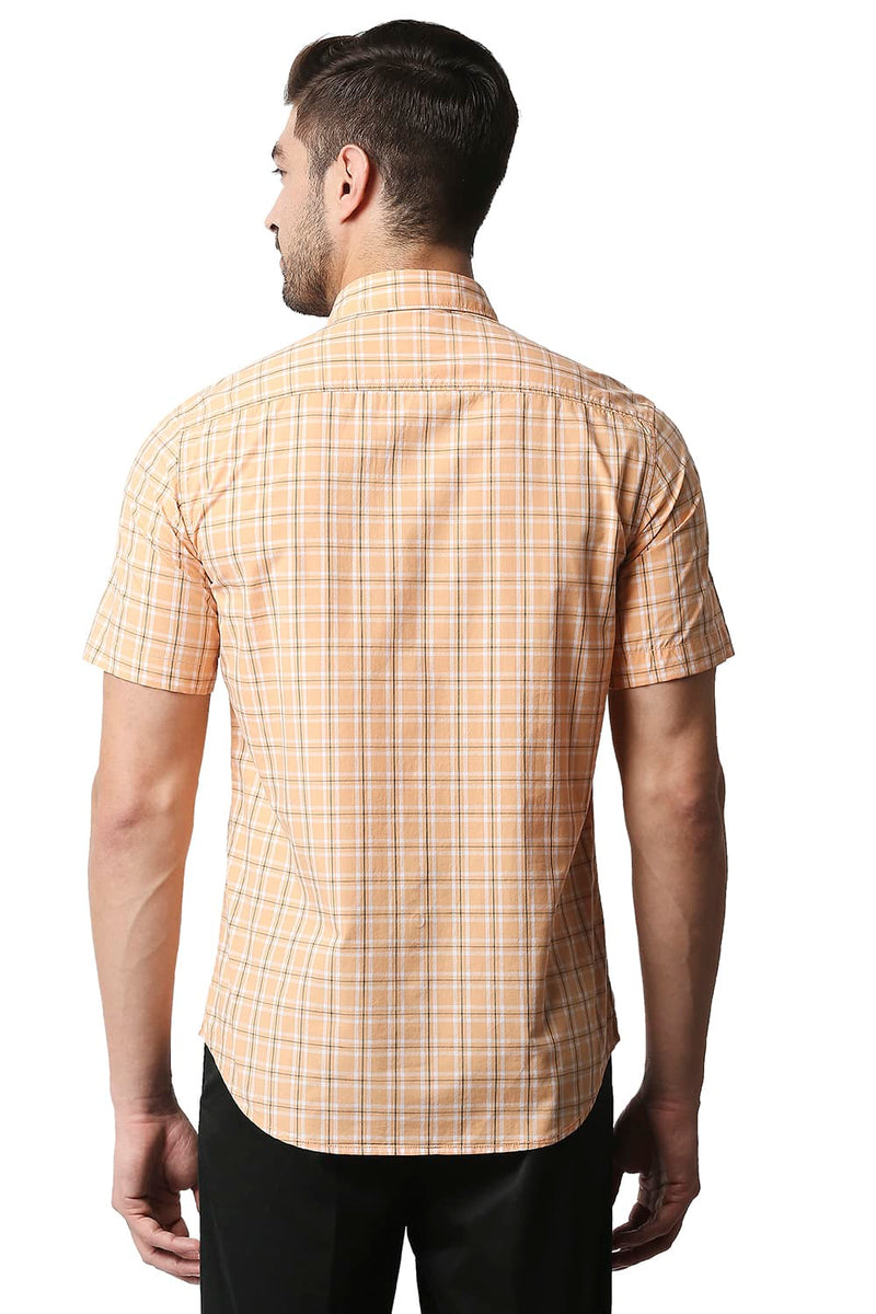 BASICS SLIM FIT CHECKS HALFSLEEVES SHIRT