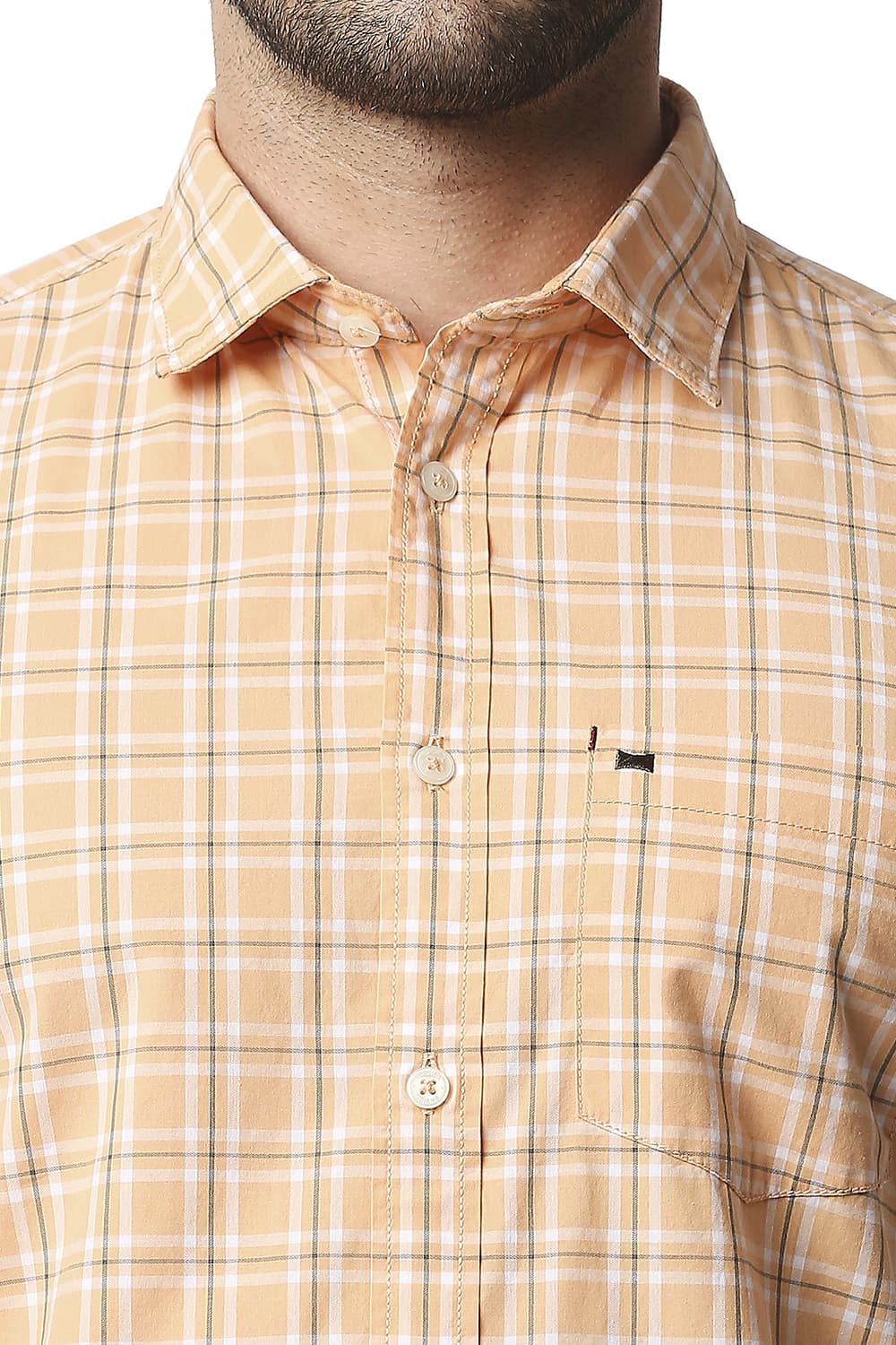 BASICS SLIM FIT CHECKS HALFSLEEVES SHIRT