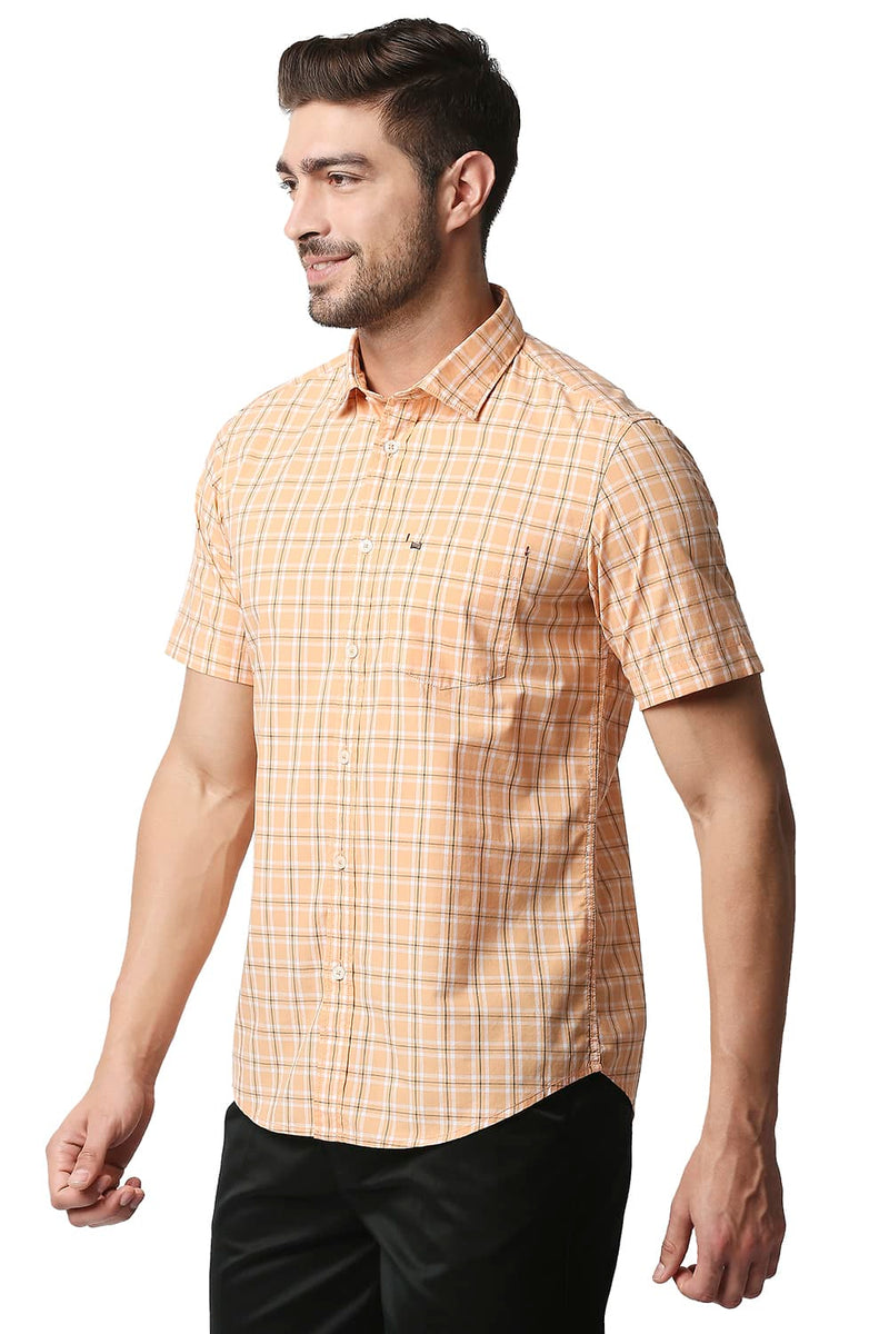 BASICS SLIM FIT CHECKS HALFSLEEVES SHIRT