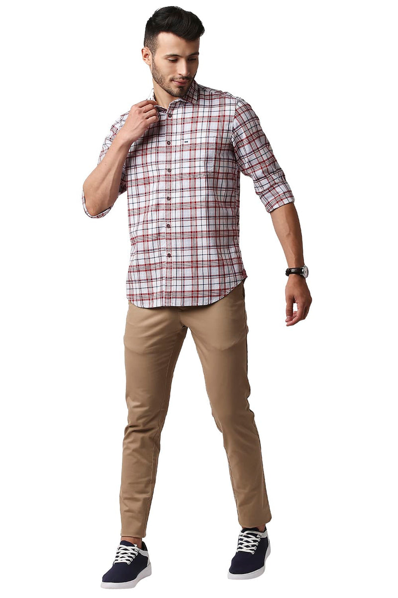 BASICS SLIM FIT TWILL CHECKS SHIRT