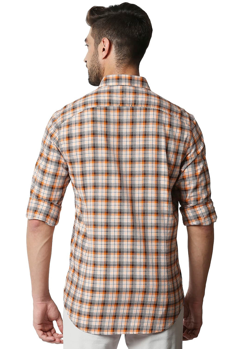 BASICS SLIM FIT TWILL CHECKS SHIRT SHIRT