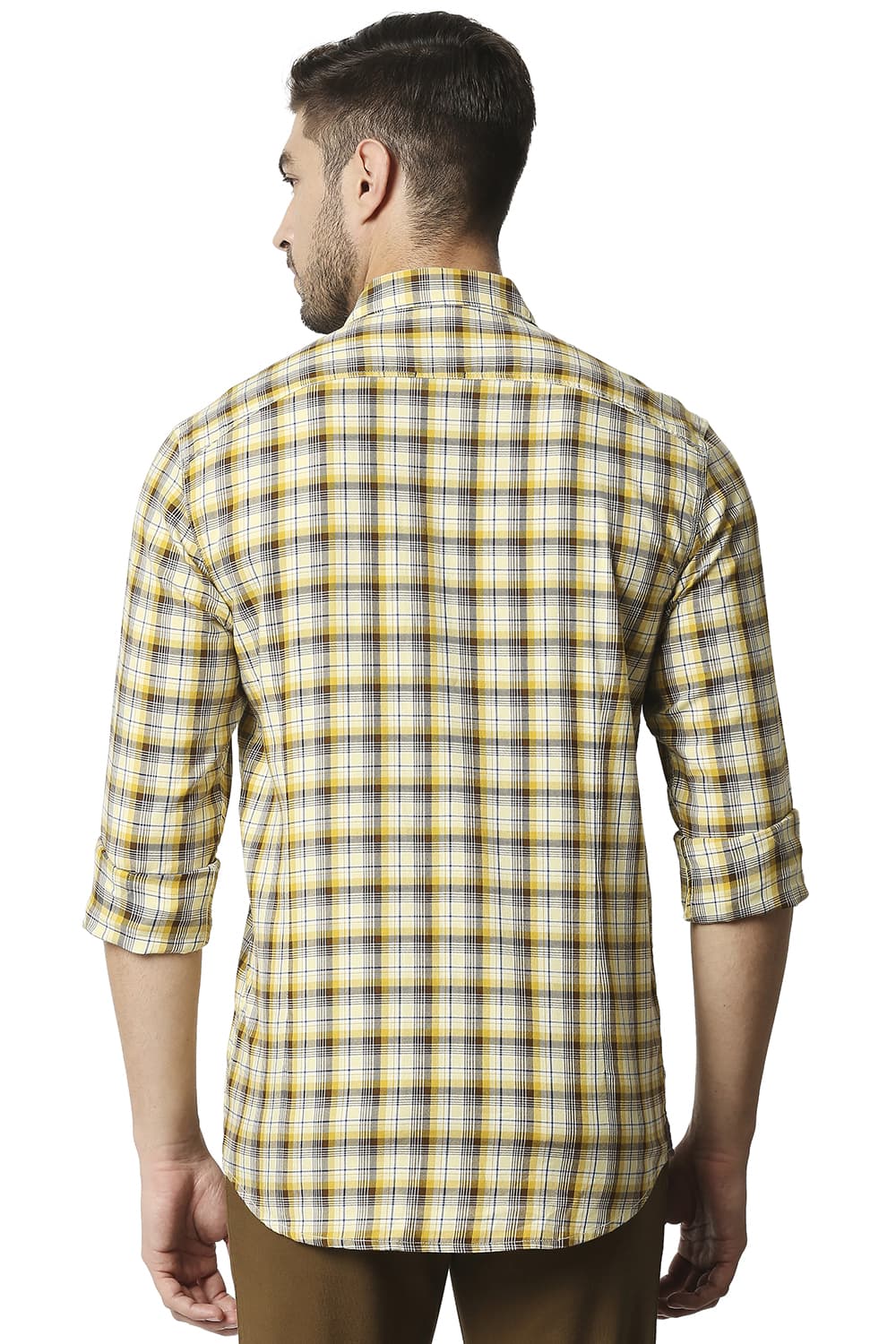 BASICS SLIM FIT TWILL CHECKS SHIRT SHIRT