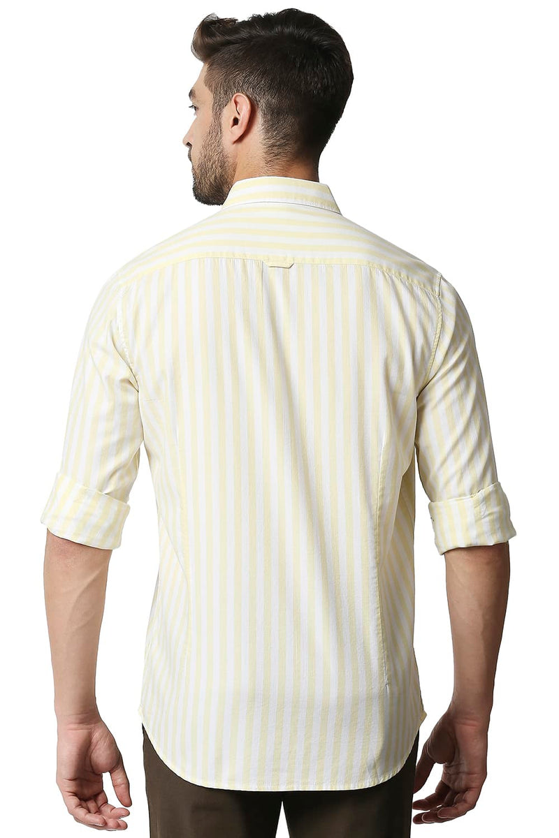 BASICS SLIM FIT TWILL STRIPE SHIRT