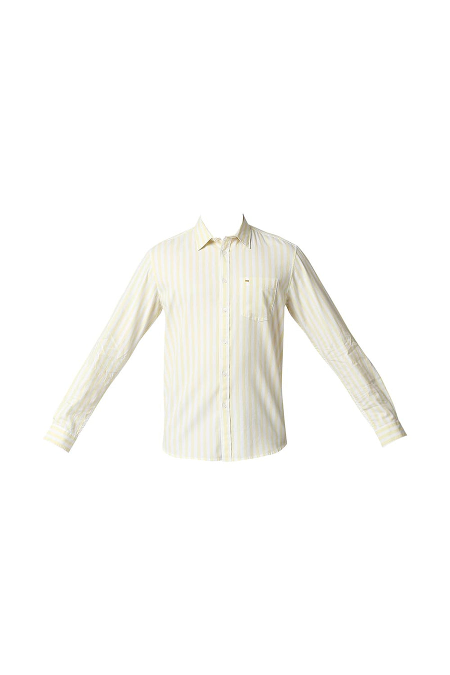 BASICS SLIM FIT ANISE YELLOW TWILL STRIPE SHIRT