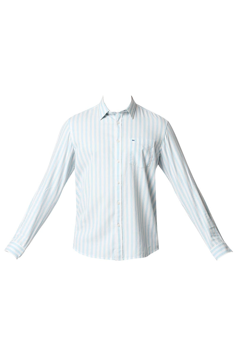 BASICS SLIM FIT TWILL STRIPE SHIRT