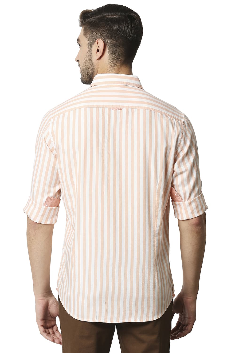 BASICS SLIM FIT TWILL STRIPE SHIRT