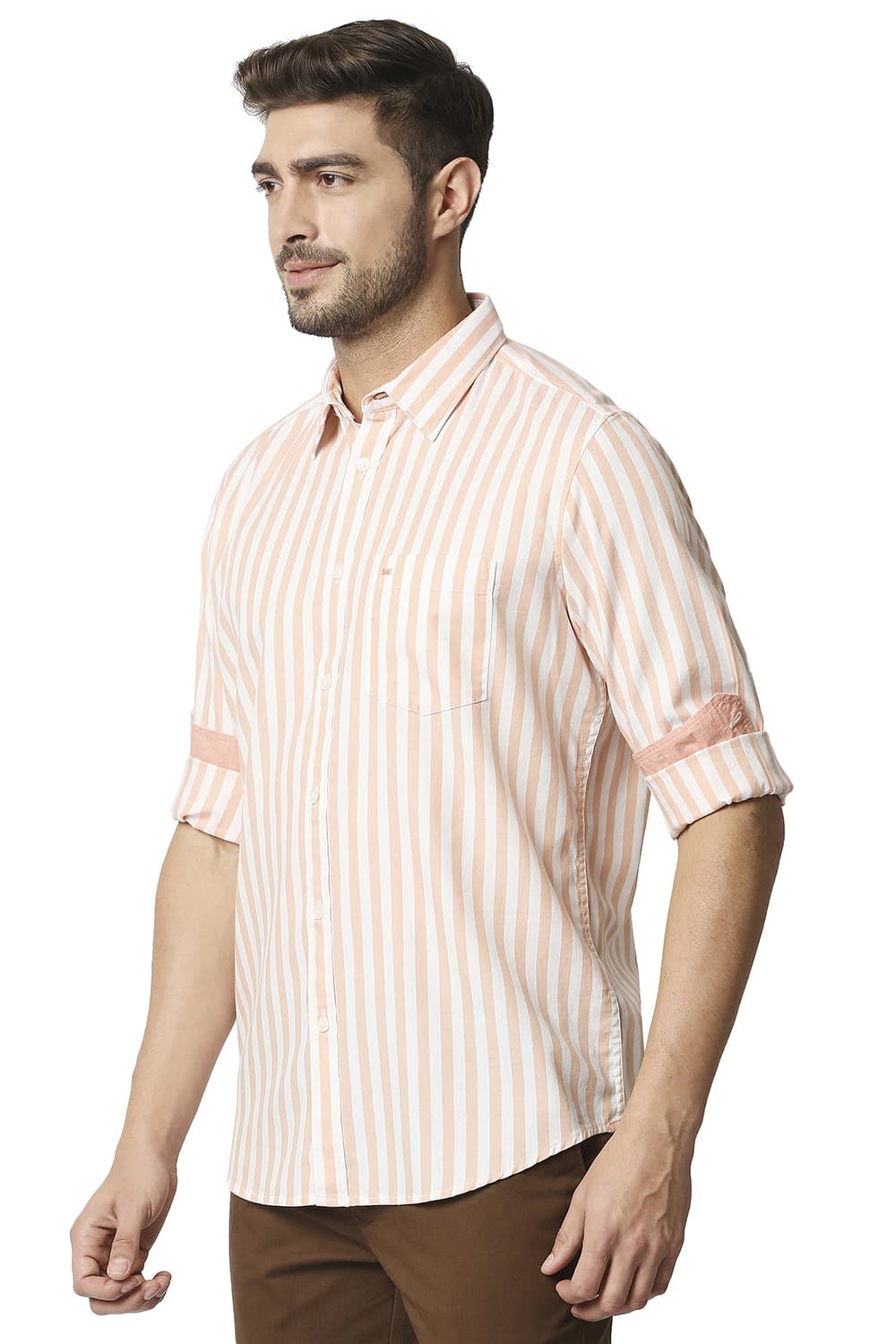 BASICS SLIM FIT TWILL STRIPE SHIRT