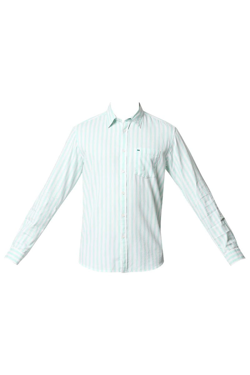 BASICS SLIM FIT TWILL STRIPE SHIRT