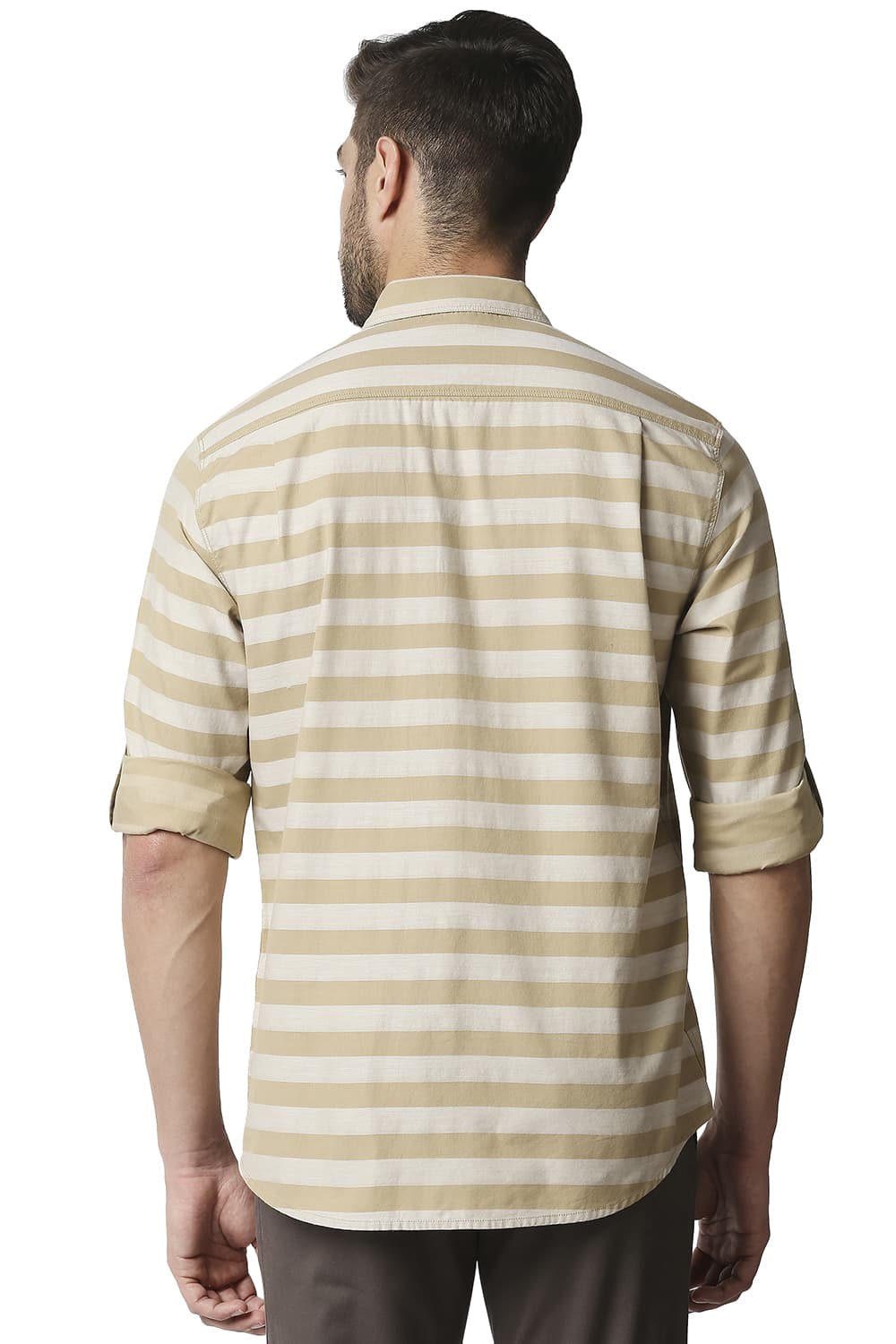 BASICS SLIM FIT TWILL WEFT STRIPE SHIRT