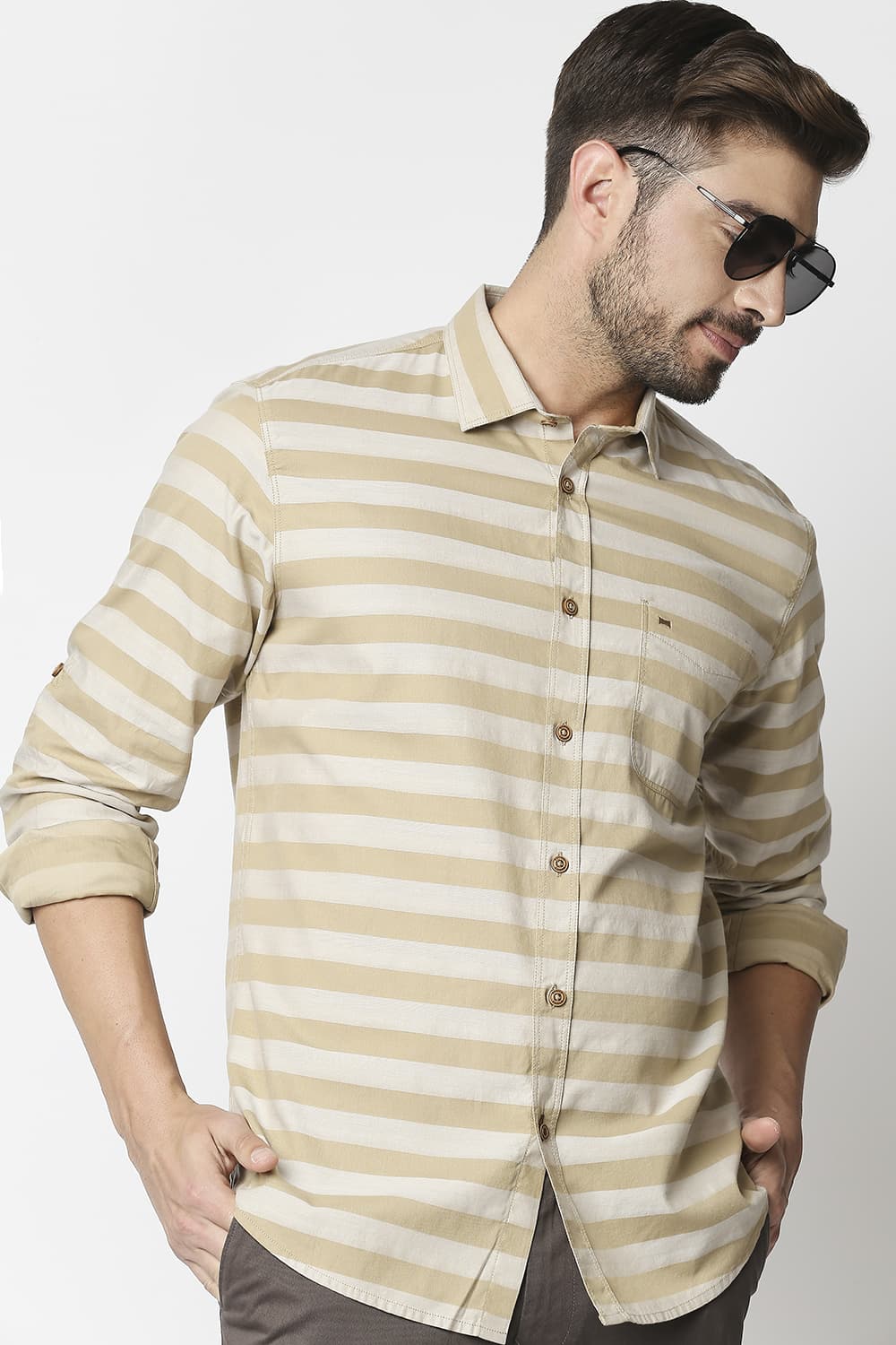 Slim Fit Twill Weft Stripe Shirt