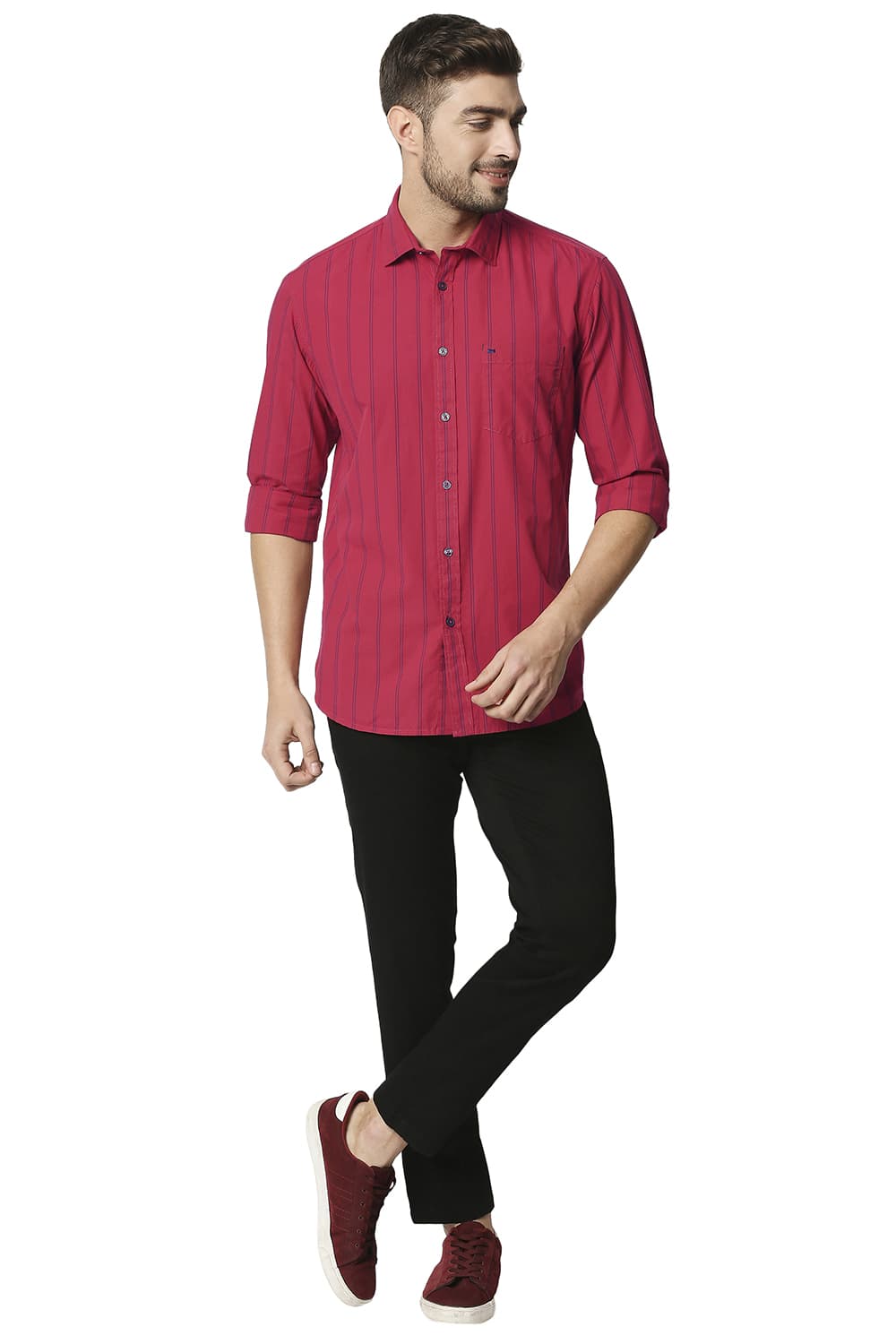 BASICS SLIM FIT STRIPE SHIRT