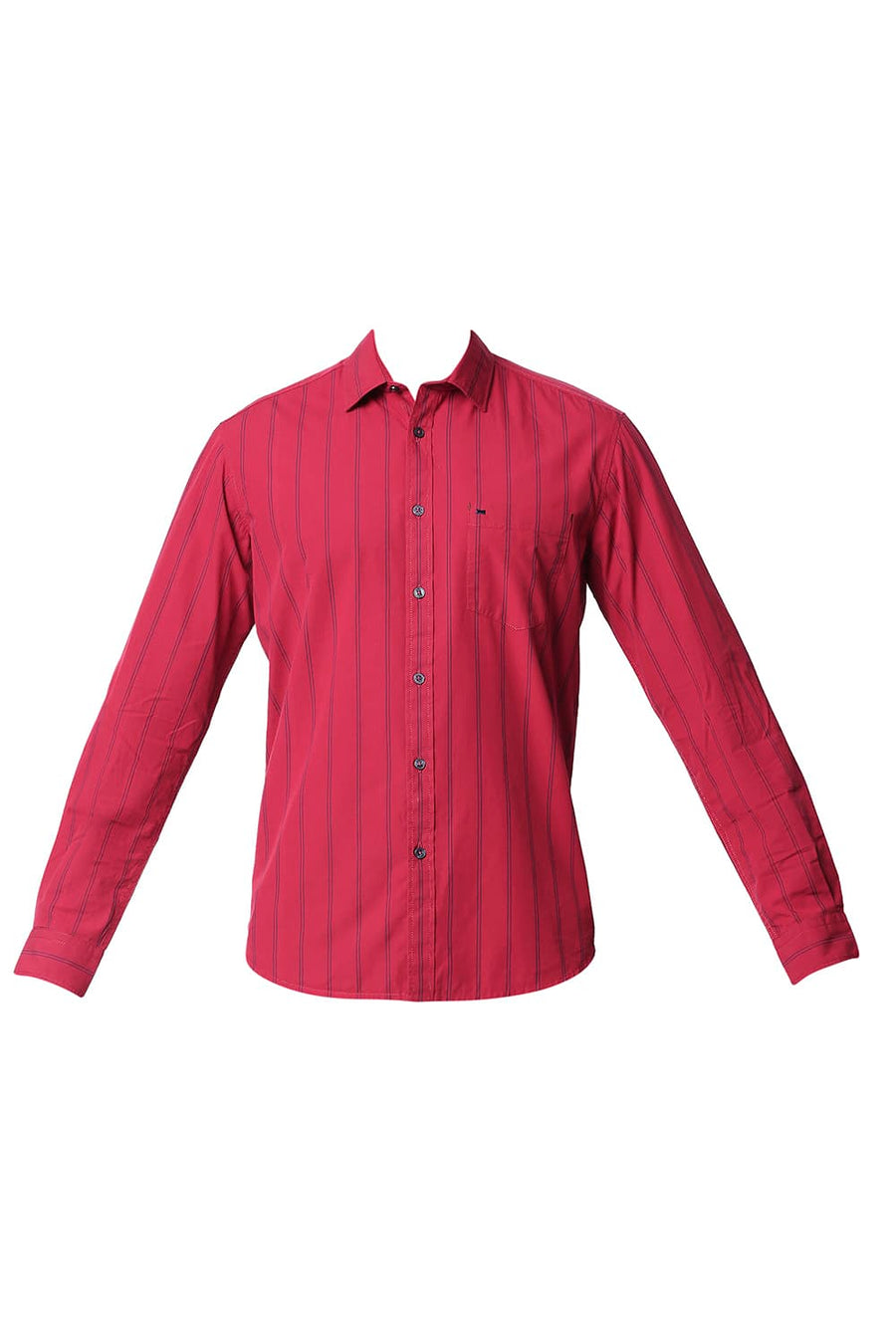 BASICS SLIM FIT CRIMSON RED STRIPE SHIRT