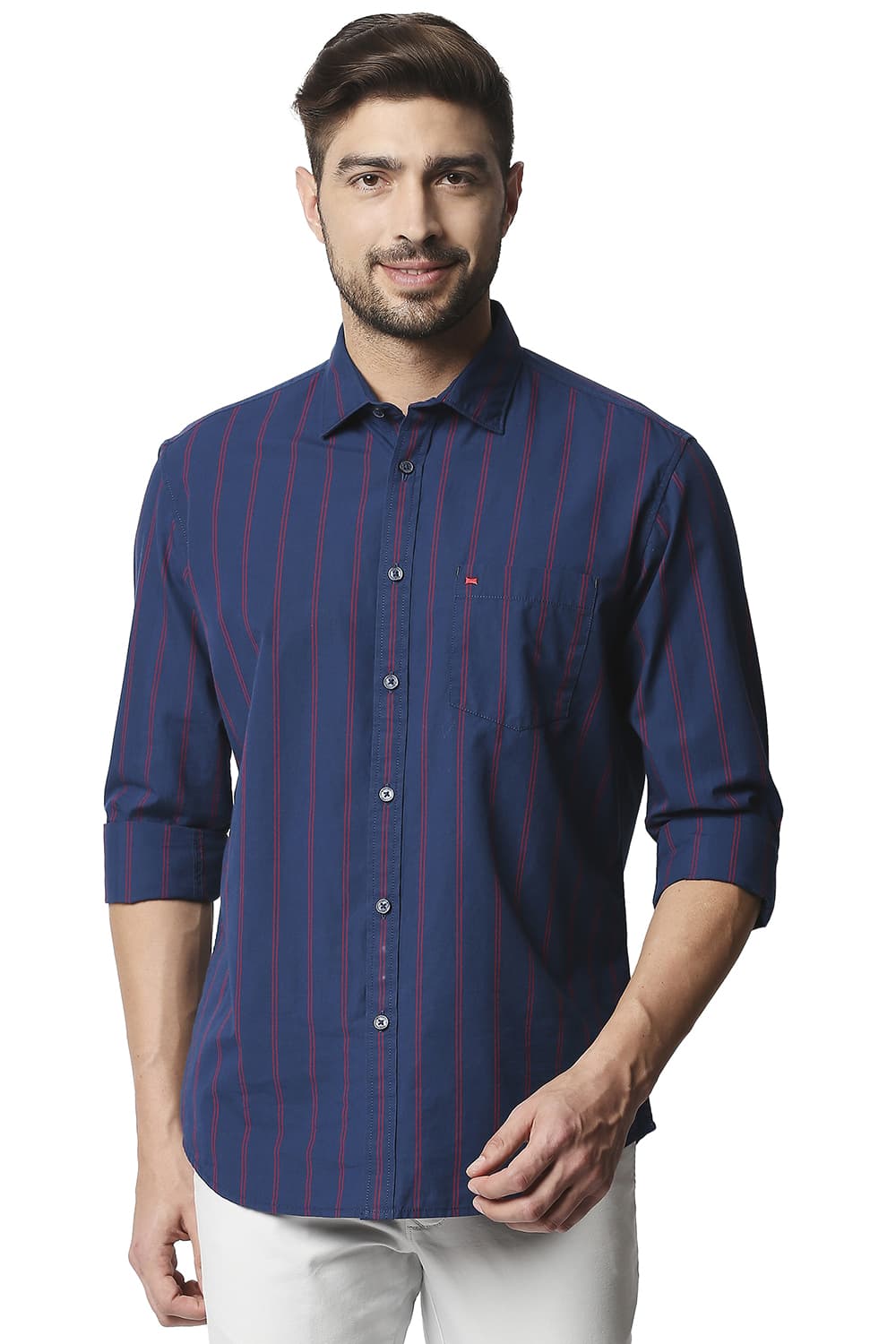 BASICS SLIM FIT STRIPE SHIRT