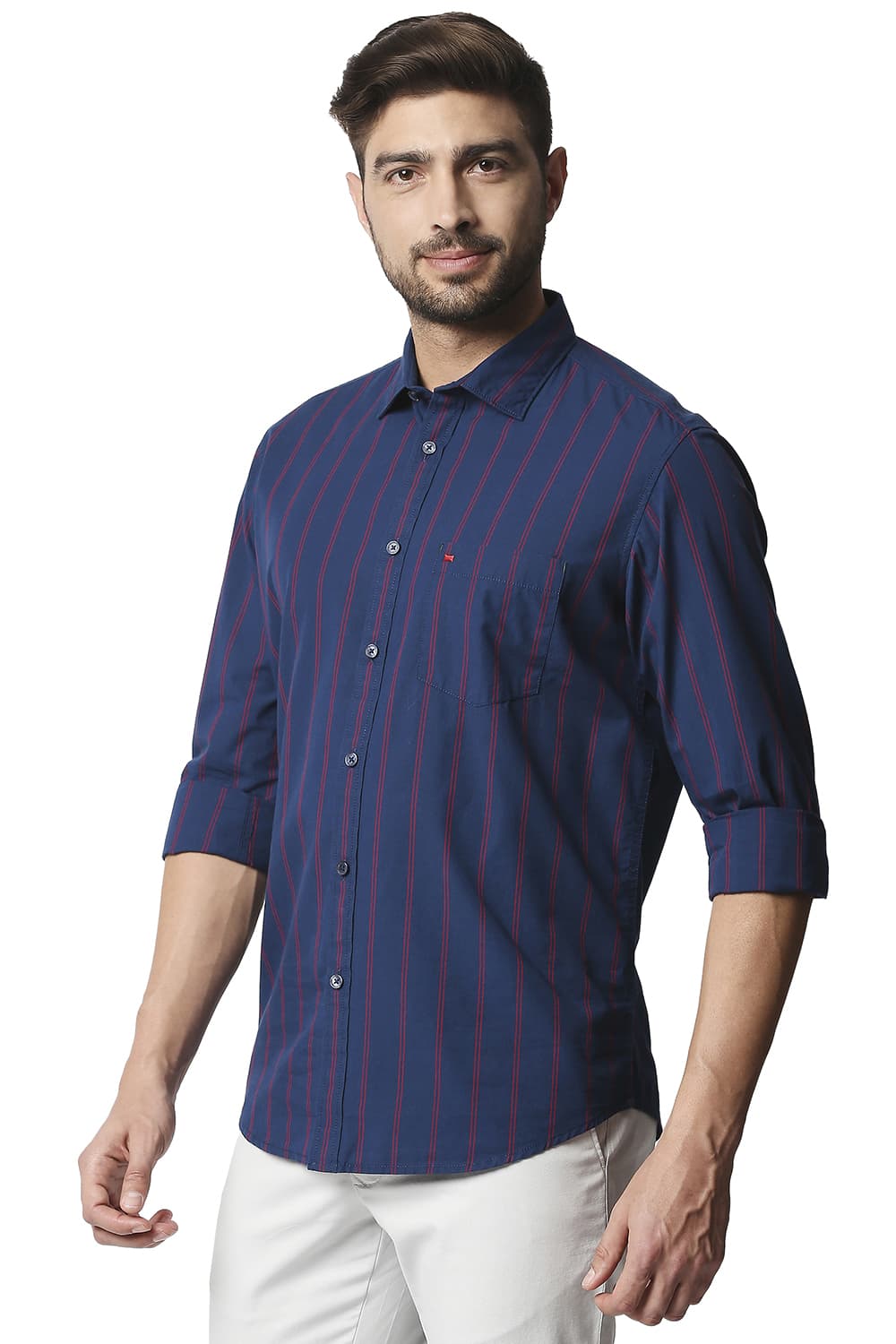 BASICS SLIM FIT STRIPE SHIRT