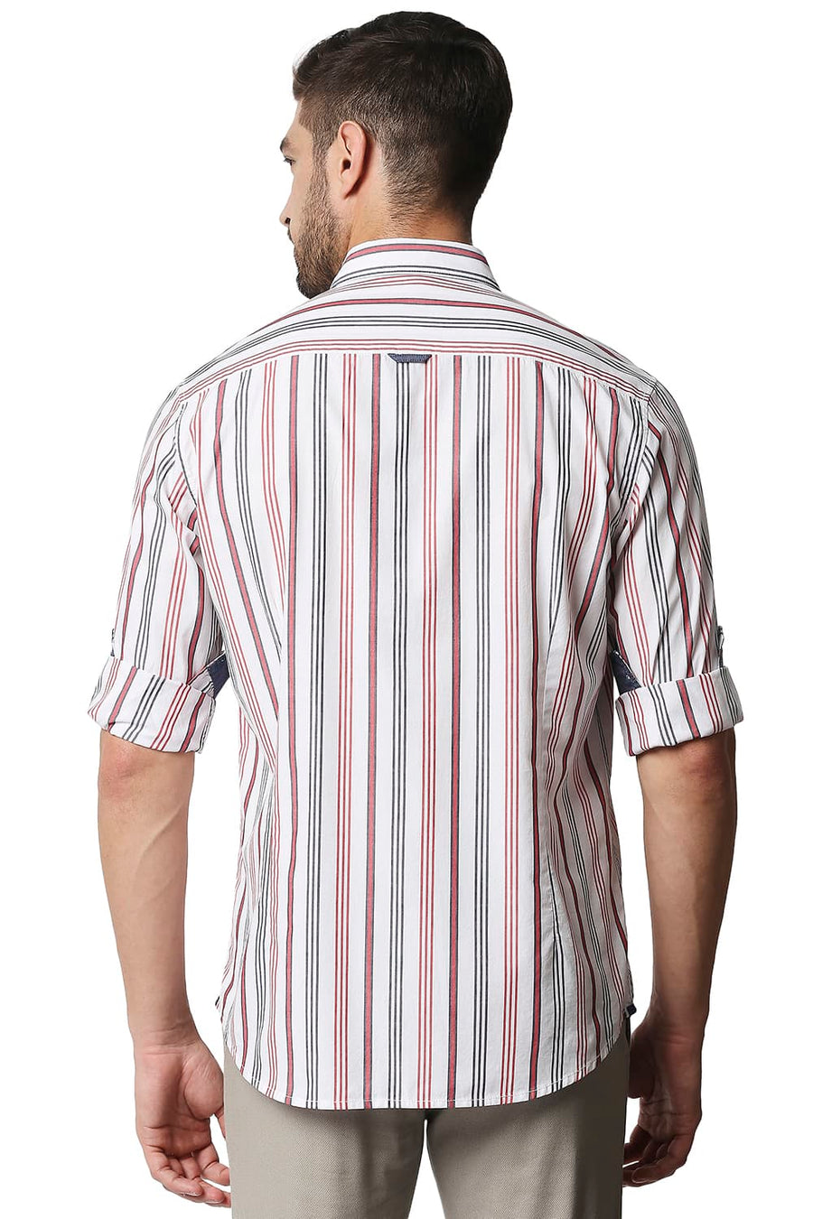 BASICS SLIM FIT CLOUD DANCER WHITE STRIPE SHIRT