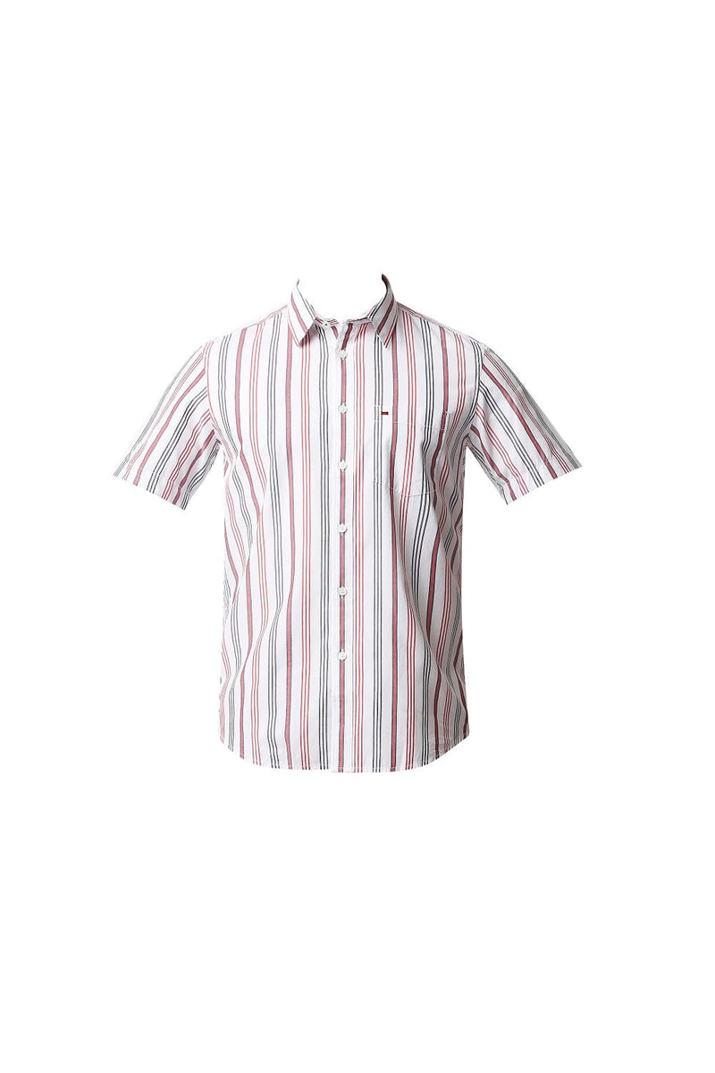 BASICS SLIM FIT STRIPE HALFSLEEVES SHIRT