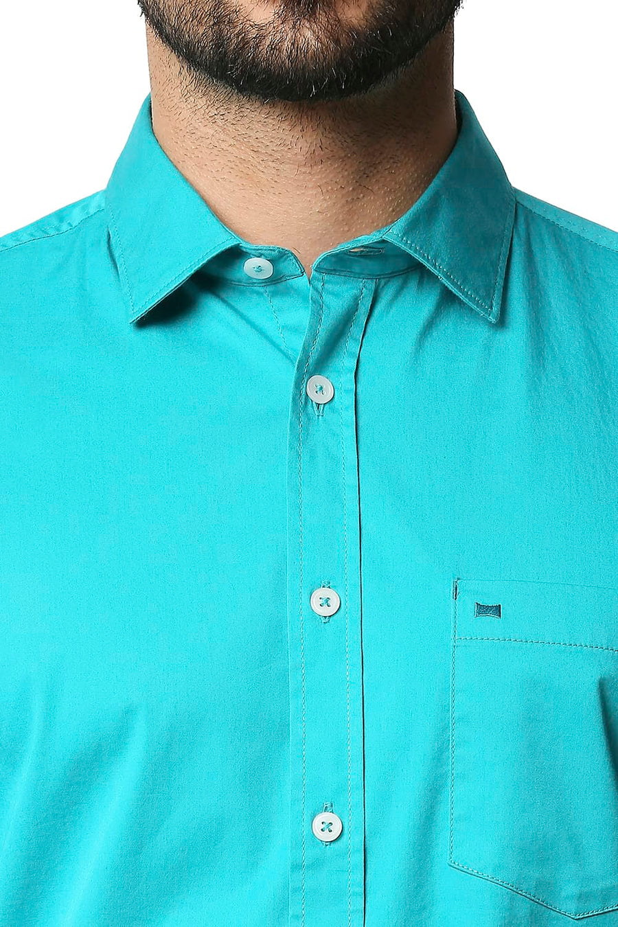 BASICS SLIM FIT TROPICAL GREEN TWILL STRETCH SHIRT