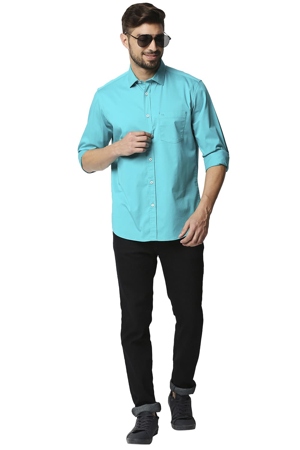 BASICS SLIM FIT TWILL STRETCH SHIRT