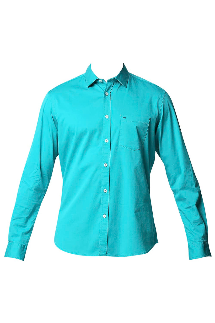 BASICS SLIM FIT TROPICAL GREEN TWILL STRETCH SHIRT