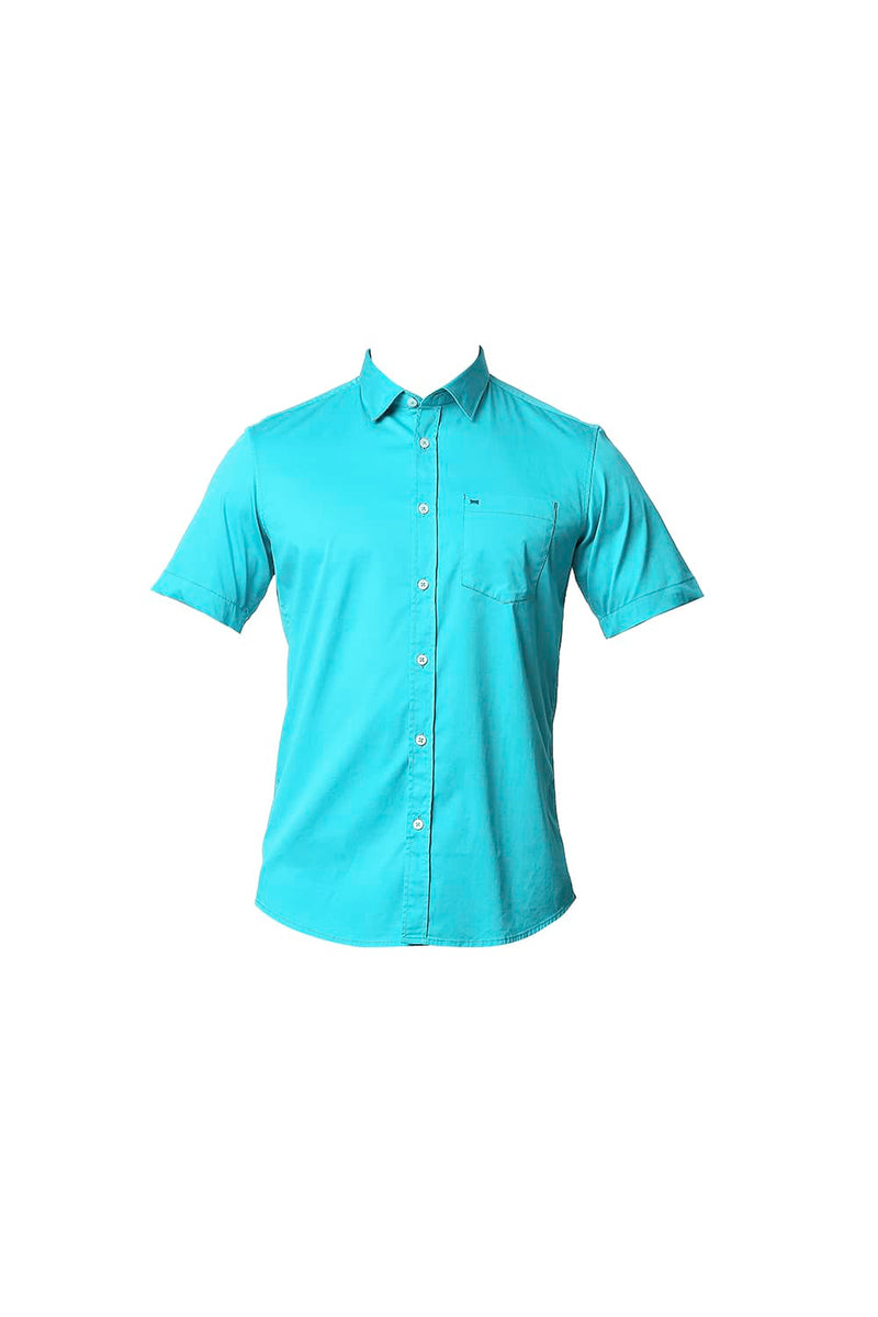 BASICS SLIM FIT TWILL STRETCH HALFSLEEVES SHIRT