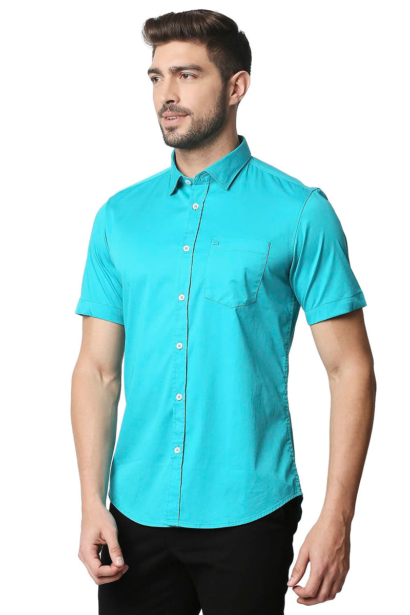 BASICS SLIM FIT TWILL STRETCH HALFSLEEVES SHIRT