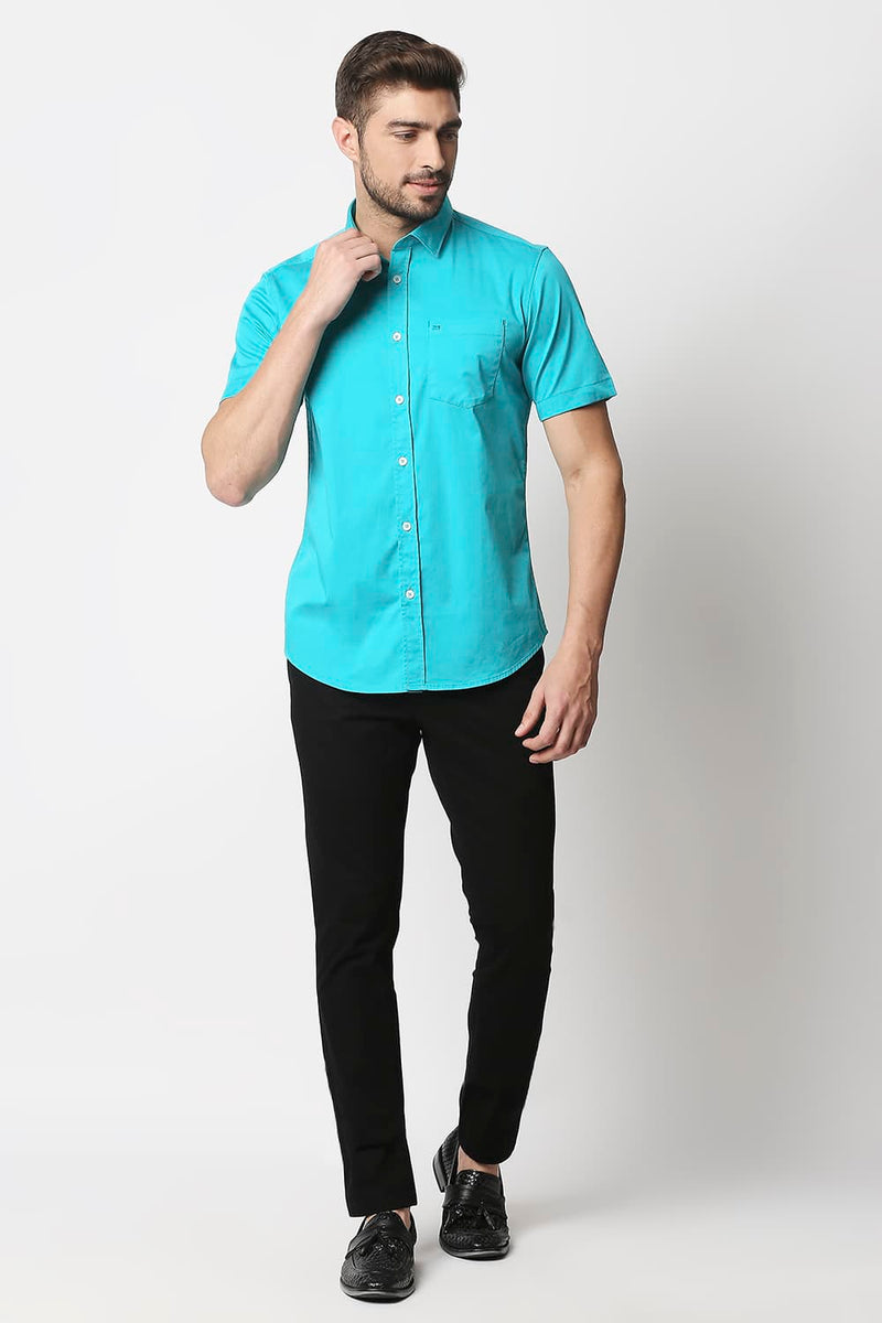 Slim Fit Twill Stretch Halfsleeves Shirt