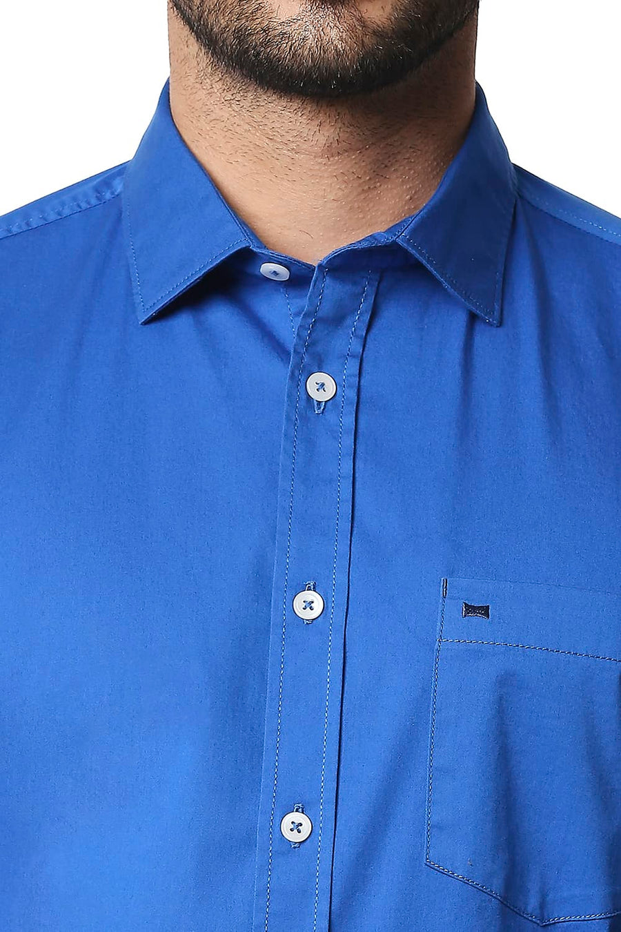 BASICS SLIM FIT SNORKEL BLUE TWILL STRETCH SHIRT