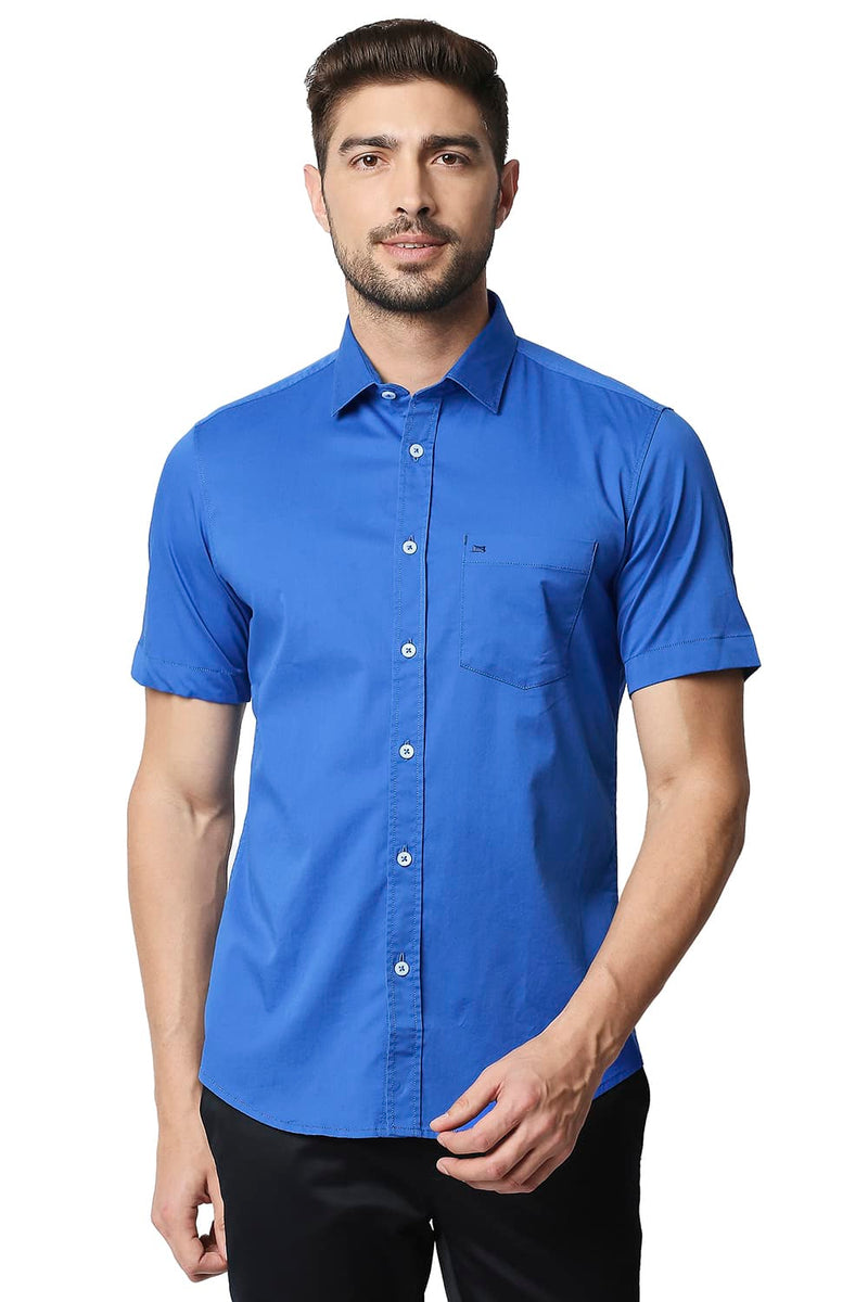 BASICS SLIM FIT TWILL STRETCH HALFSLEEVES SHIRT