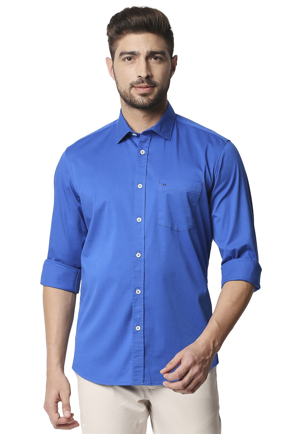 BASICS SLIM FIT TWILL STRETCH SHIRT