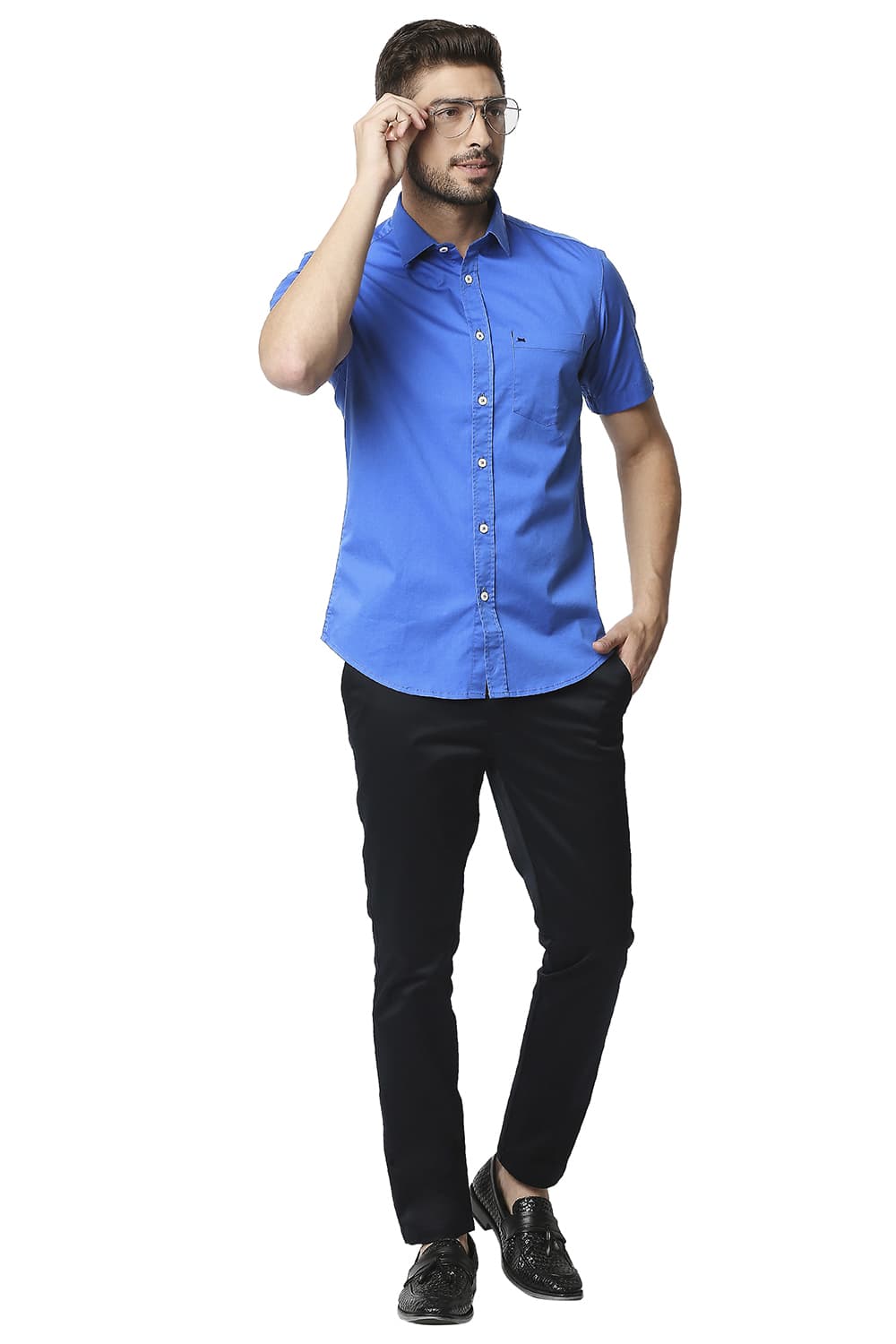 BASICS SLIM FIT TWILL STRETCH HALFSLEEVES SHIRT