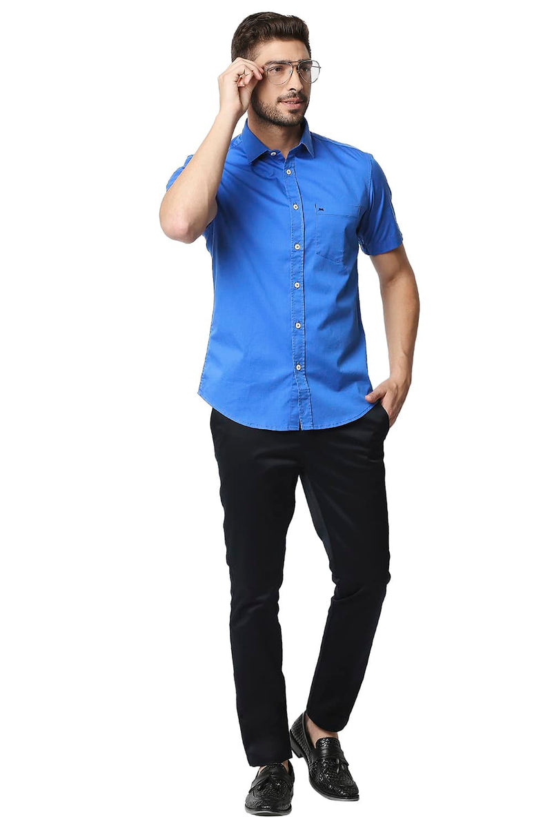 BASICS SLIM FIT TWILL STRETCH HALFSLEEVES SHIRT