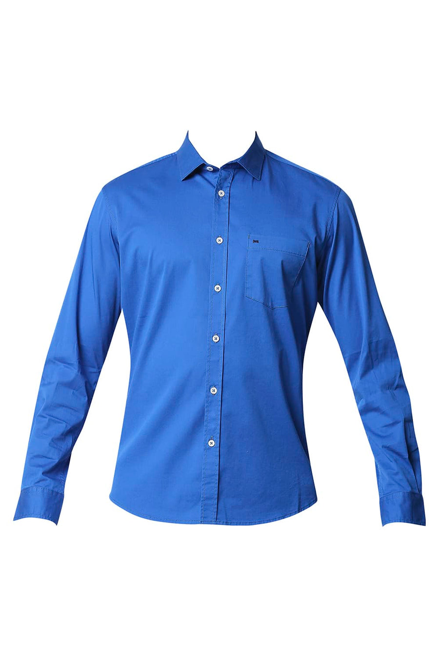 BASICS SLIM FIT SNORKEL BLUE TWILL STRETCH SHIRT