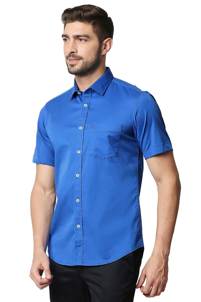 BASICS SLIM FIT TWILL STRETCH HALFSLEEVES SHIRT