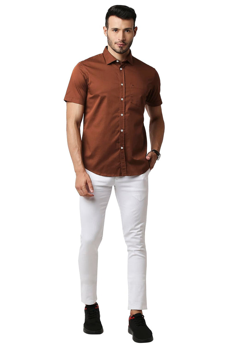 BASICS SLIM FIT TWILL STRETCH HALFSLEEVES SHIRT