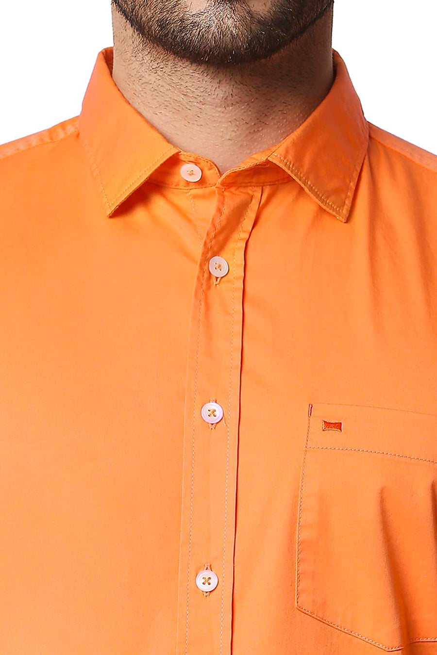 BASICS SLIM FIT NECTARINE ORANGE TWILL STRETCH SHIRT