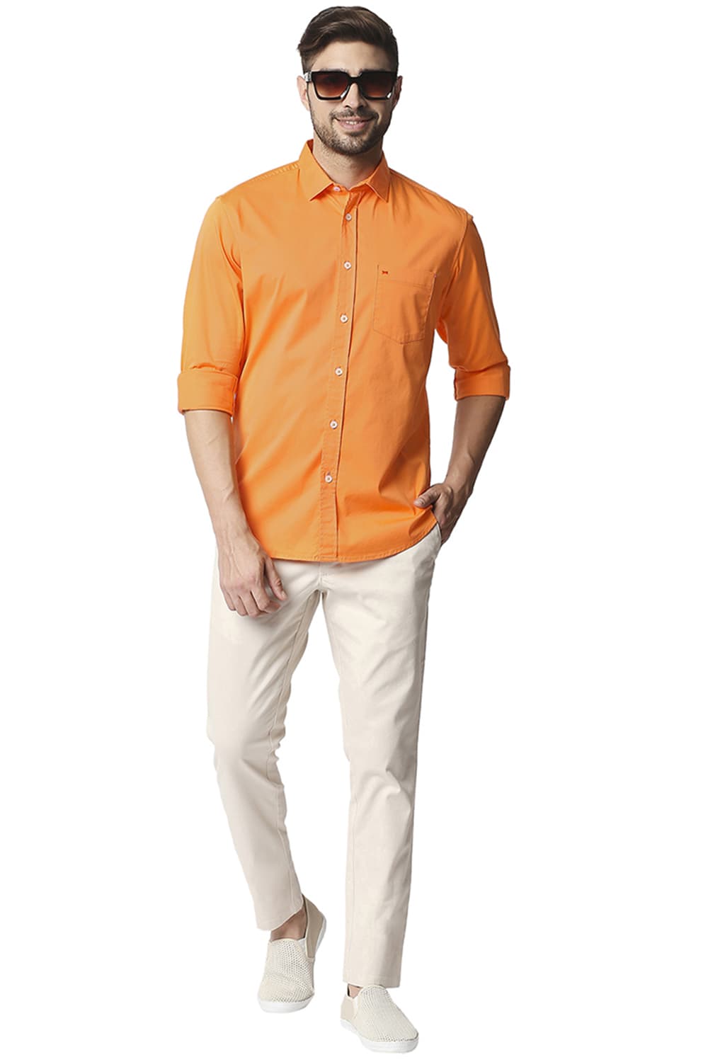 BASICS SLIM FIT TWILL STRETCH SHIRT