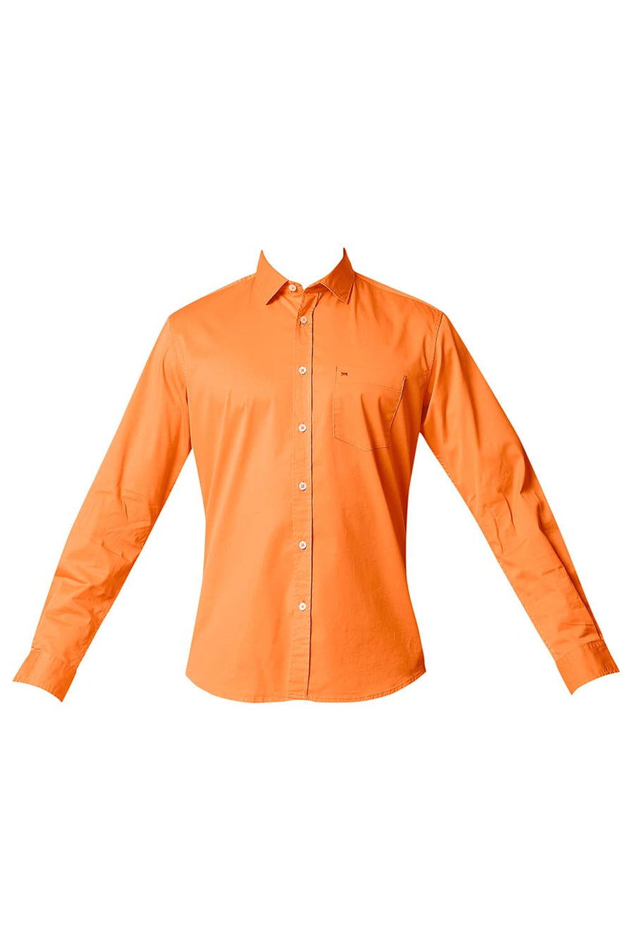 BASICS SLIM FIT NECTARINE ORANGE TWILL STRETCH SHIRT
