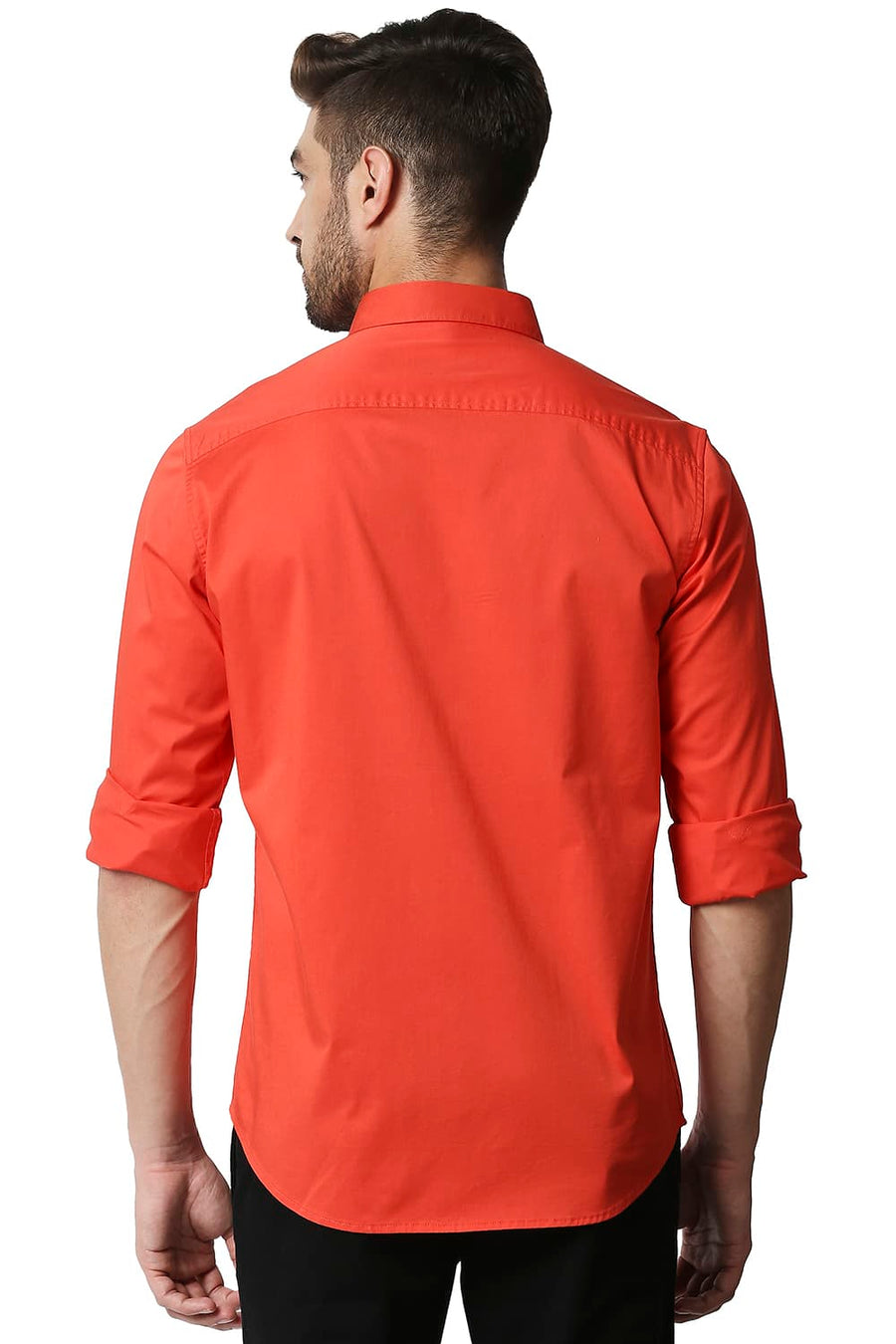 BASICS SLIM FIT CAYENNE PINK TWILL STRETCH SHIRT