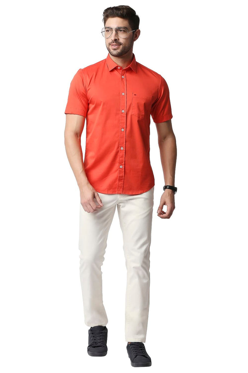 BASICS SLIM FIT TWILL STRETCH HALFSLEEVES SHIRT