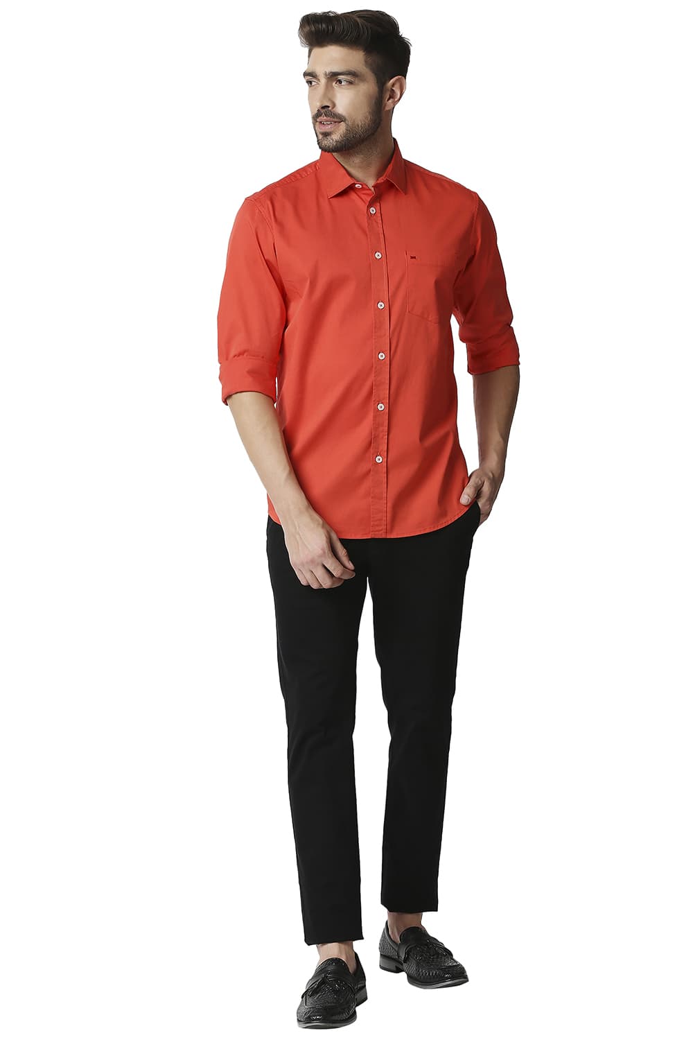 BASICS SLIM FIT TWILL STRETCH SHIRT