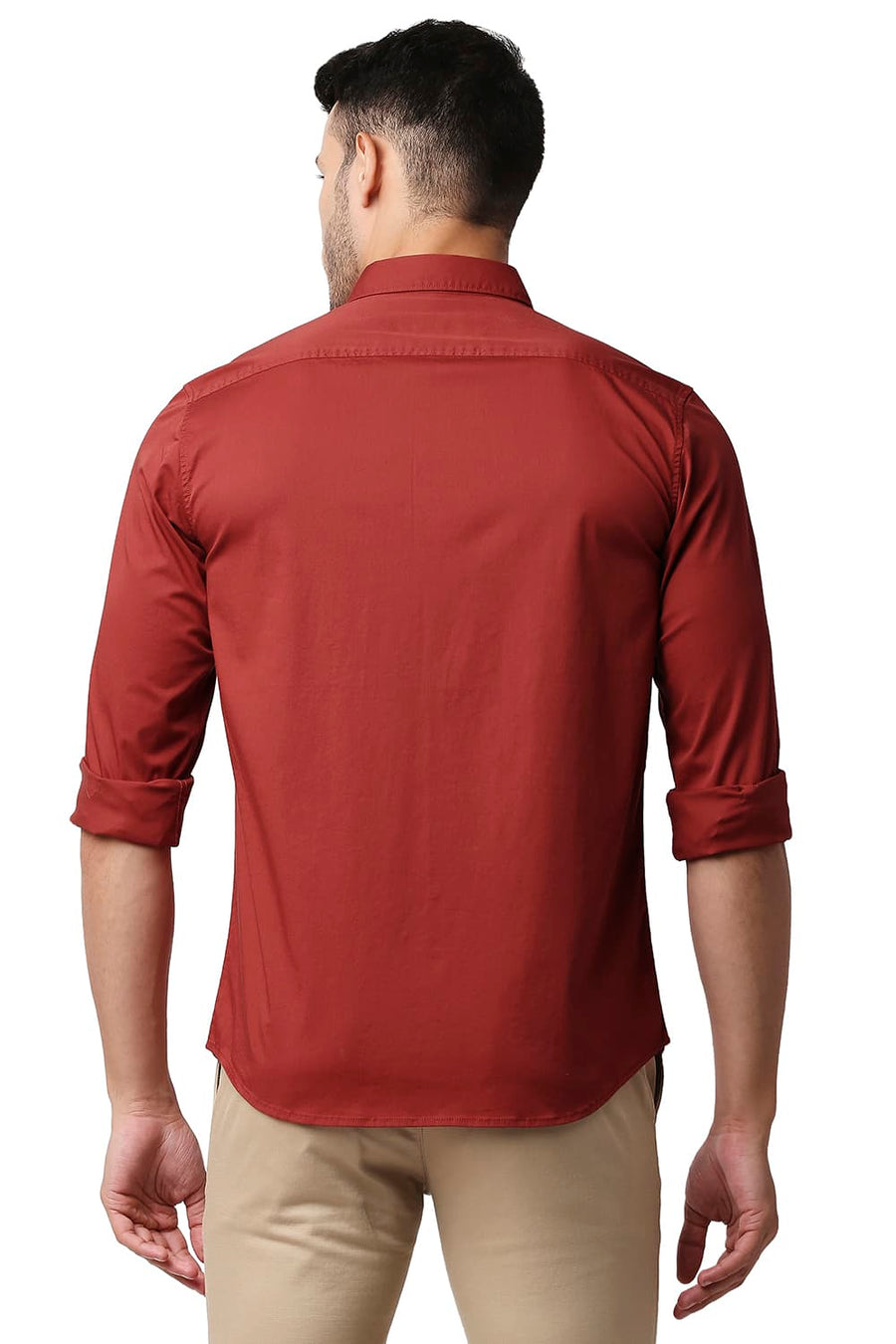 BASICS SLIM FIT NOVA RED TWILL STRETCH SHIRT