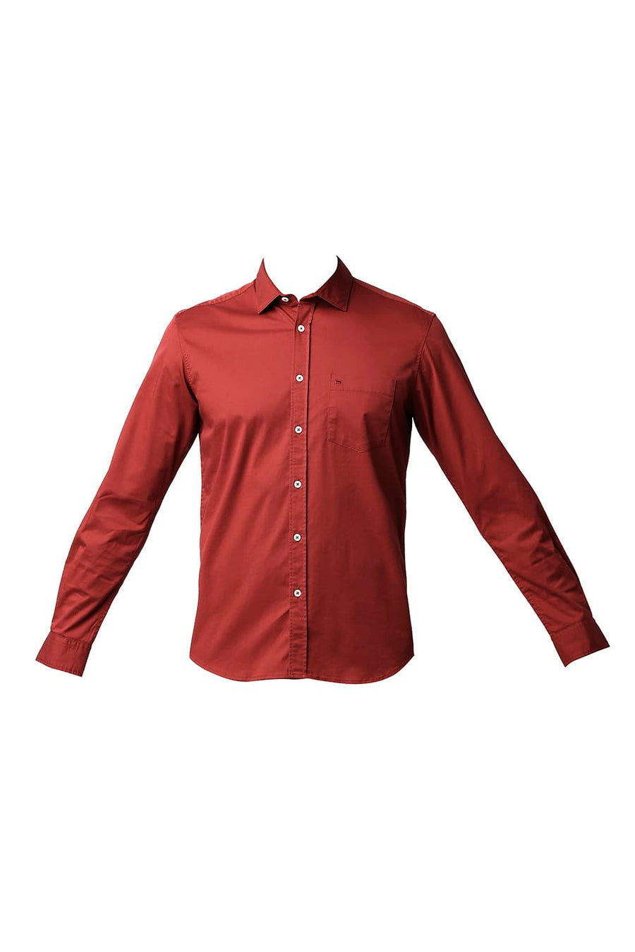 BASICS SLIM FIT NOVA RED TWILL STRETCH SHIRT