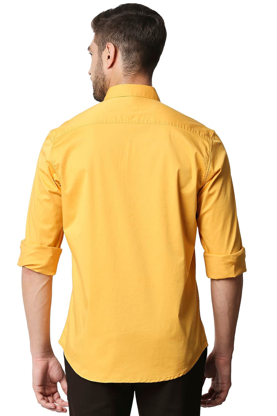 BASICS SLIM FIT SYMPHONIC YELLOW TWILL STRETCH SHIRT