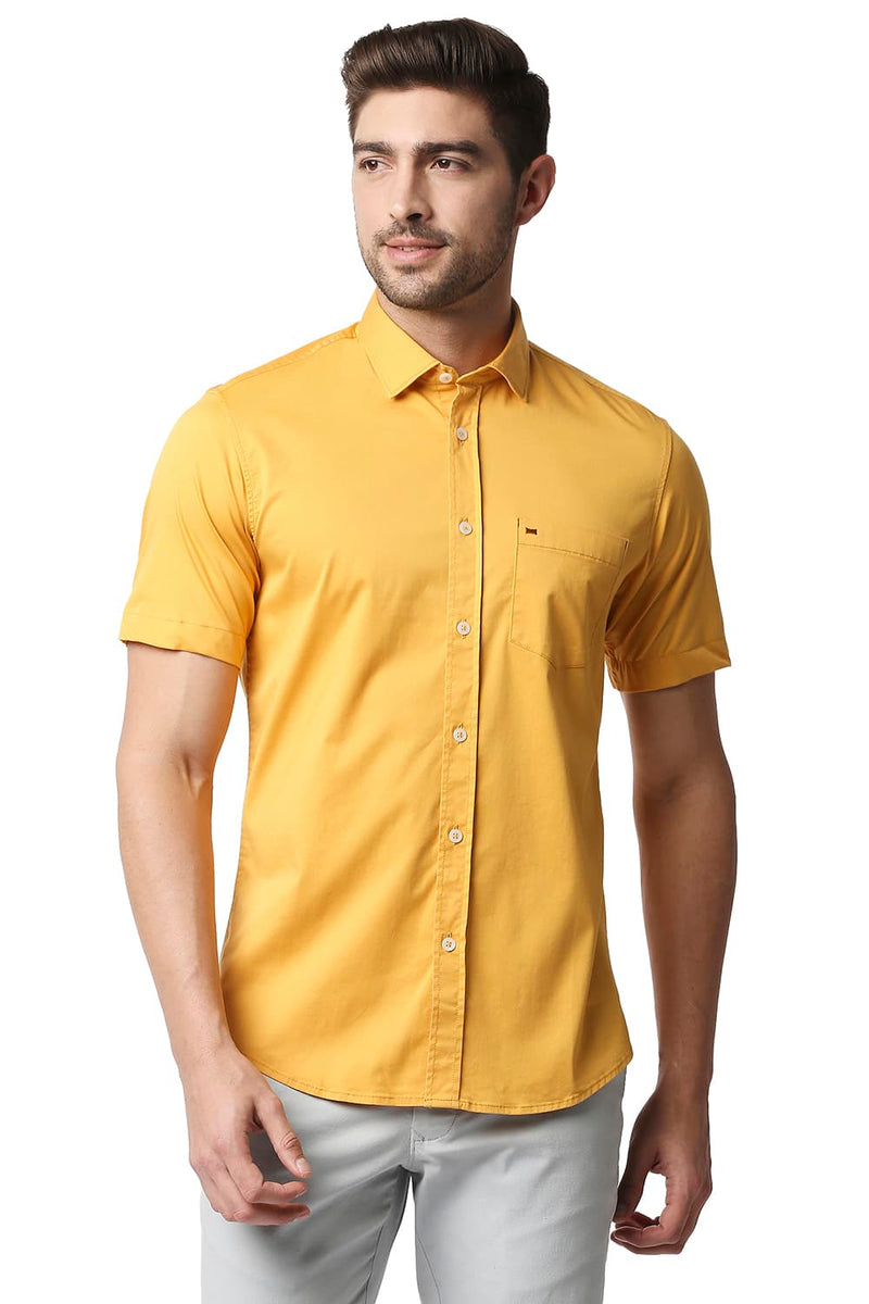 BASICS SLIM FIT TWILL STRETCH HALFSLEEVES SHIRT