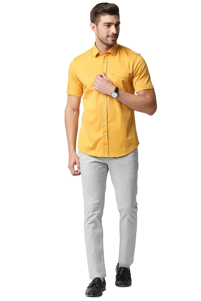 BASICS SLIM FIT TWILL STRETCH HALFSLEEVES SHIRT