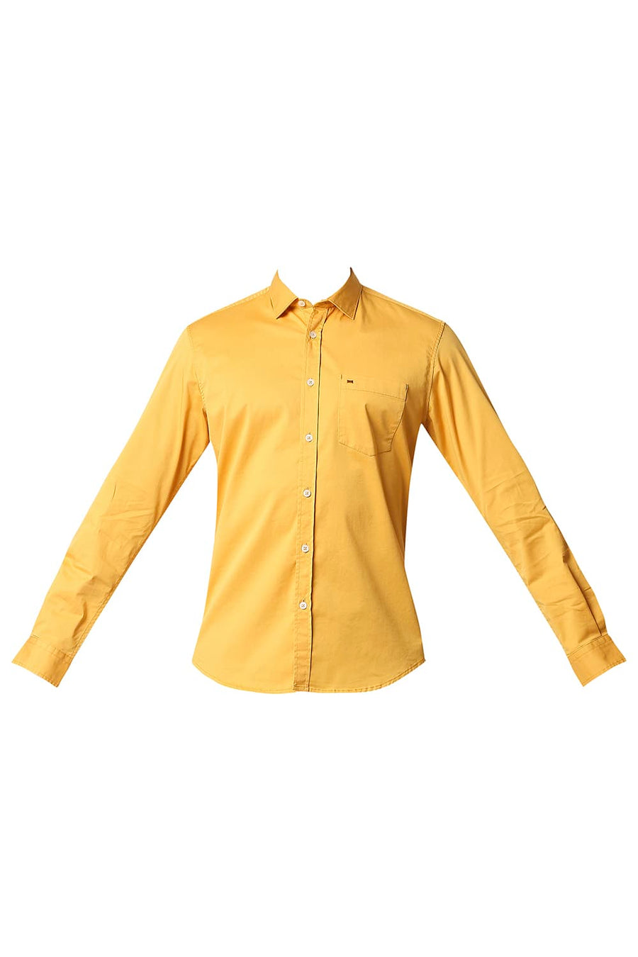 BASICS SLIM FIT SYMPHONIC YELLOW TWILL STRETCH SHIRT