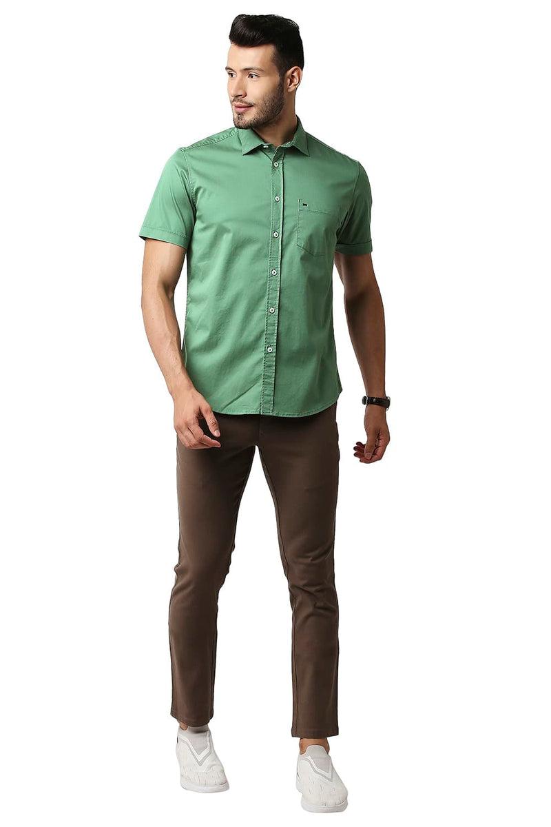 BASICS SLIM FIT TWILL STRETCH HALFSLEEVES SHIRT